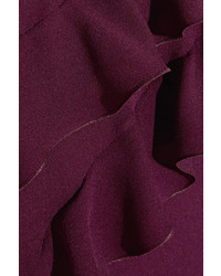 Elie Saab Ruffled Silk Crepe De Chine Maxi Dress Plum