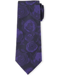 Davidoff Flowers Silk Tie Purple