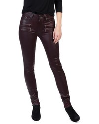 Paige Edgemont Zip Coated High Waist Ultra Skinny Jeans
