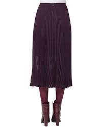 Akris Punto Plisse Wool Blend Midi Skirt