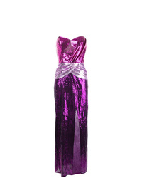 Dark Purple Slit Sequin Evening Dress