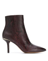 Dark Purple Snake Leather Ankle Boots
