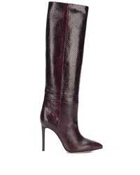 Dark Purple Snake Leather Knee High Boots
