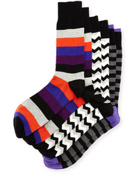 Neiman Marcus Three Pair Sock Set Blackgraypurple