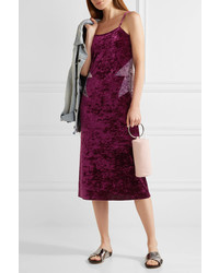 Anna Sui Starburst Crushed Velvet Slip Dress Purple