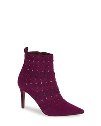 Dark Purple Studded Suede Ankle Boots