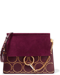 Dark Purple Studded Suede Crossbody Bag
