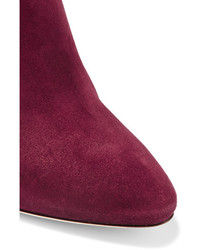 Jimmy Choo Major Suede And Leather Ankle Boots Burgundy