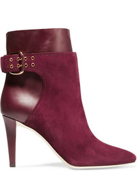 Jimmy Choo Major Suede And Leather Ankle Boots Burgundy