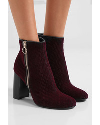 Stella McCartney Woven Faux Suede Ankle Boots Burgundy