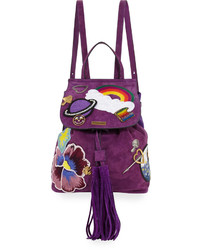Marc Jacobs Patched Suede Tassel Backpack Purple Rain