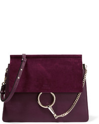Chloé Faye Medium Leather And Suede Shoulder Bag Grape