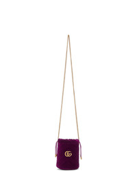 Gucci Pink Mini Velvet Gg Marmont Bucket Bag