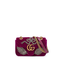Gucci Gg Marmont Embroidered Velvet Mini Bag
