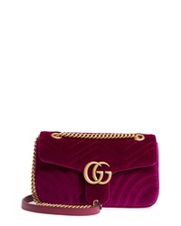 Gucci Purple Velvet Medium GG Marmont Shoulder Bag Gucci