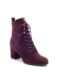 Dark Purple Suede Lace-up Ankle Boots
