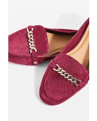 Topshop Loco Chain Trim Suede Loafers