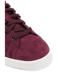 adidas Originals Stan Smith Leather Trimmed Suede Sneakers Burgundy