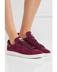 adidas Originals Stan Smith Leather Trimmed Suede Sneakers Burgundy