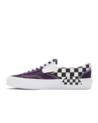 Vans Purple And White Checkerboard Cap Slip On Sneakers
