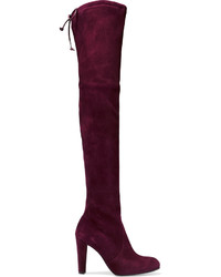 Stuart Weitzman Highland Stretch Suede Over The Knee Boots Burgundy