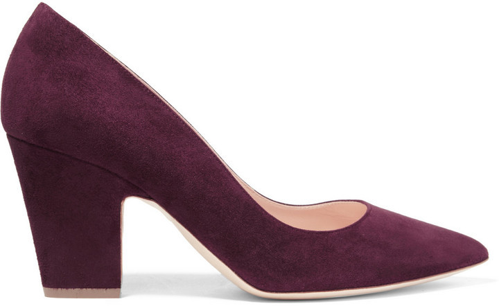 Rupert Sanderson Pierrot Suede Point Toe Pumps Burgundy 595