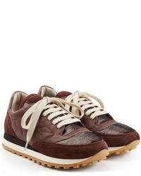 Brunello Cucinelli Suede And Fabric Sneakers