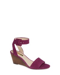 Dark Purple Suede Wedge Sandals