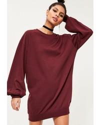 Missguided Burgundy Balloon Sleeve Sweater Dress