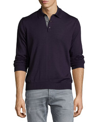 Neiman Marcus Long Sleeve Polo Sweater Majestic