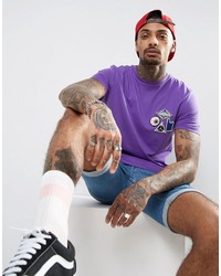 Asos Longline T Shirt With Chest Badges