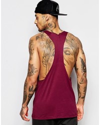Asos Tank With Extreme Racer Back And Raw Edges In Purple