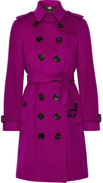purple burberry trench coat