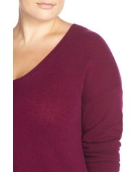 Plus Size Halogen V Neck Cashmere Sweater