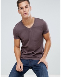 ASOS DESIGN T Shirt With V Neck In Purple