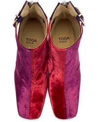 Toga Pulla Tricolor Heeled Velvet Cut Out Boots