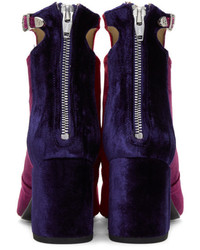 Toga Pulla Tricolor Heeled Velvet Cut Out Boots
