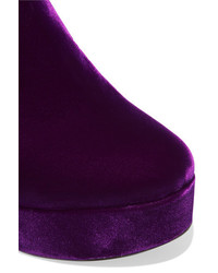 Prada Velvet Platform Ankle Boots Purple