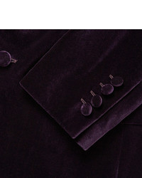 Burberry London Dark Purple Slim Fit Velvet Blazer