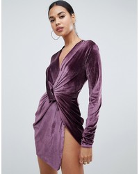 Dark Purple Velvet Bodycon Dress