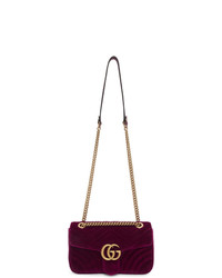 Gucci Purple Small Velvet Gg Marmont 20 Bag
