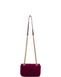 Gucci Purple Velvet Mini Gg Marmont 20 Bag