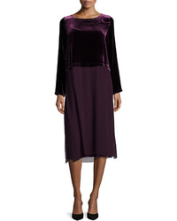 Eileen Fisher Long Sleeve Velvet Silk Duster Dress Petite