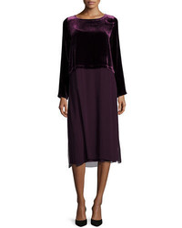 Eileen Fisher Long Sleeve Velvet Silk Duster Dress Plus Size