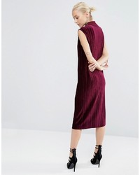 Asos Pleated Velvet High Neck Column Dress