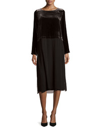 Eileen Fisher Washable Velvet Long Sleeve Duster Dress