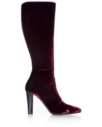 Dark Purple Velvet Knee High Boots