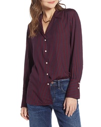 Dark Purple Vertical Striped Dress Shirt