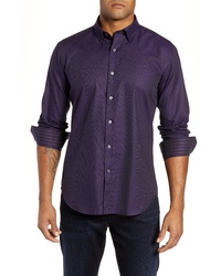 Dark Purple Vertical Striped Long Sleeve Shirt