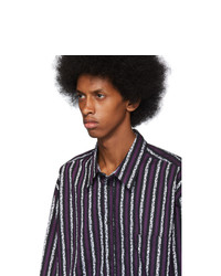 Marcelo Burlon County of Milan Purple And Black Leopard Stripes Shirt